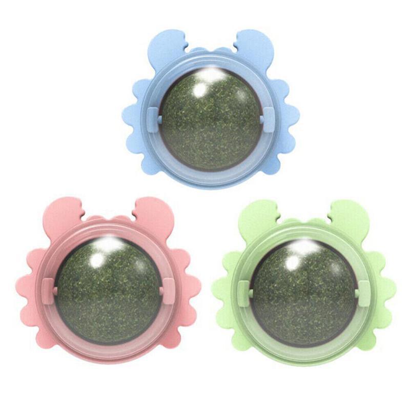 2PCS Rotatable Catnip Mint Ball Cat Treat Toys Licking Snack Cat Molar - Green